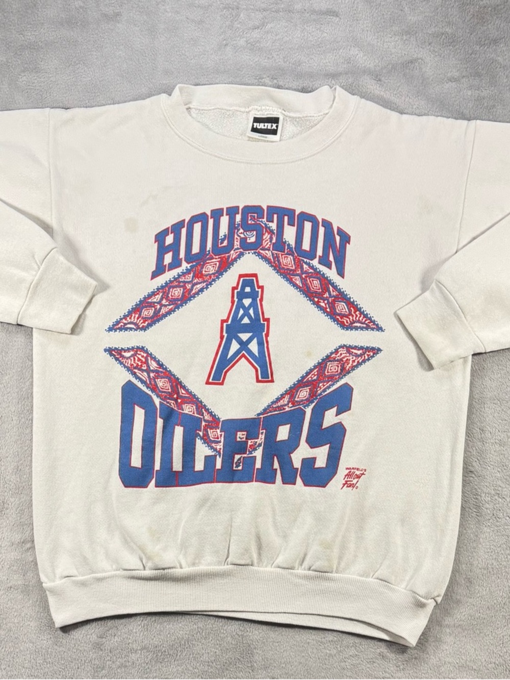 Vintage 80’s 90’s Houston Oilers Tultex Sweater Size Large Single Stitch USA